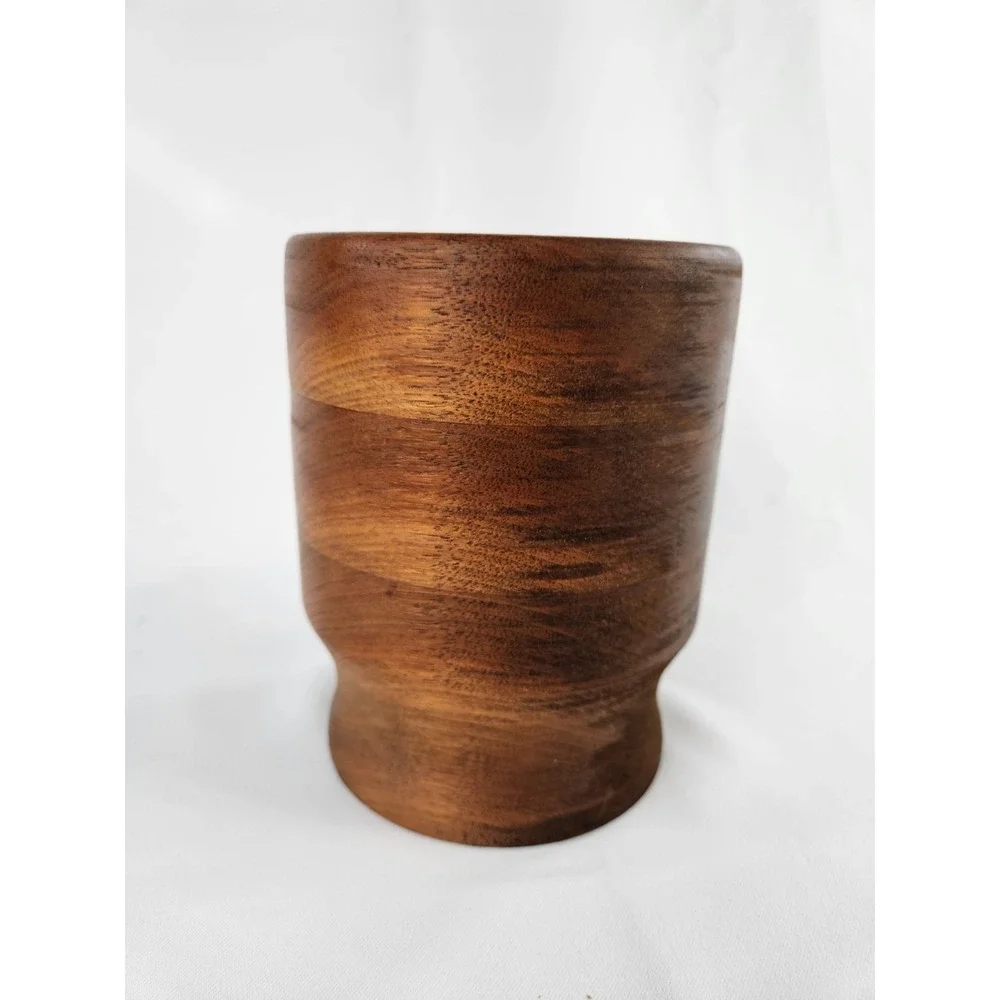 Vintage MCM Wood Planter Vase Handcrafted Hand Turned Plant Holder Unique Decor‎